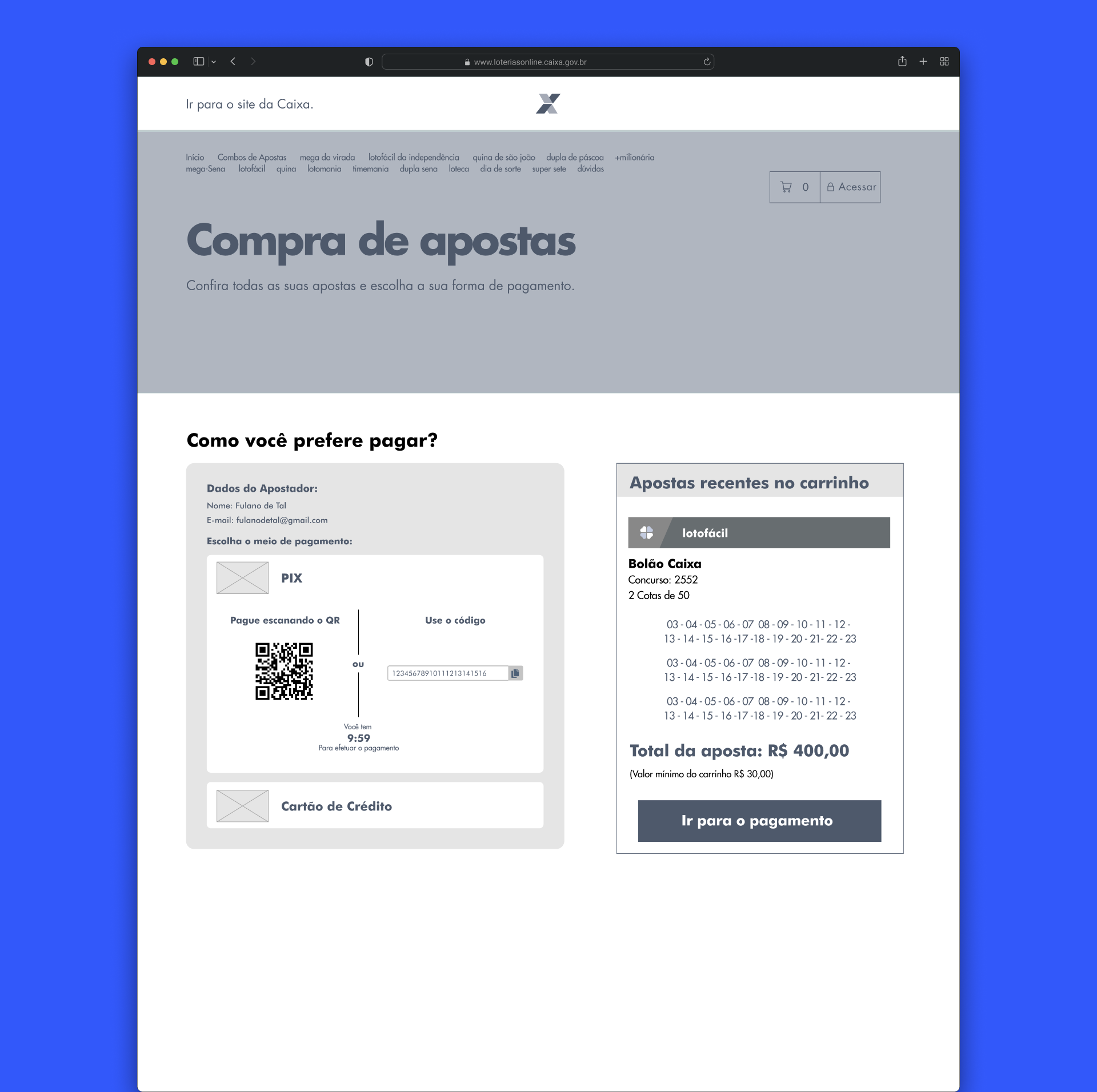 Wireframe estrutural - Tela 3