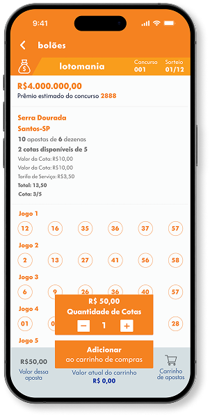 Tela do aplicativo com contraste 2.59:1