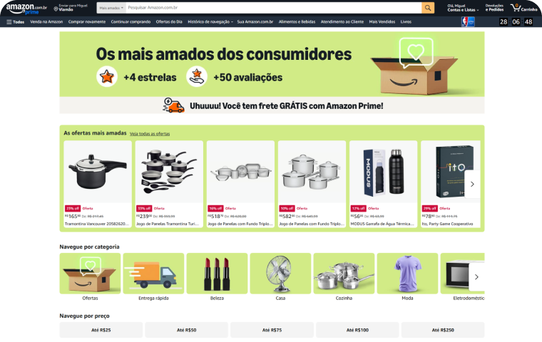 Análise da interface de checkout da Amazon